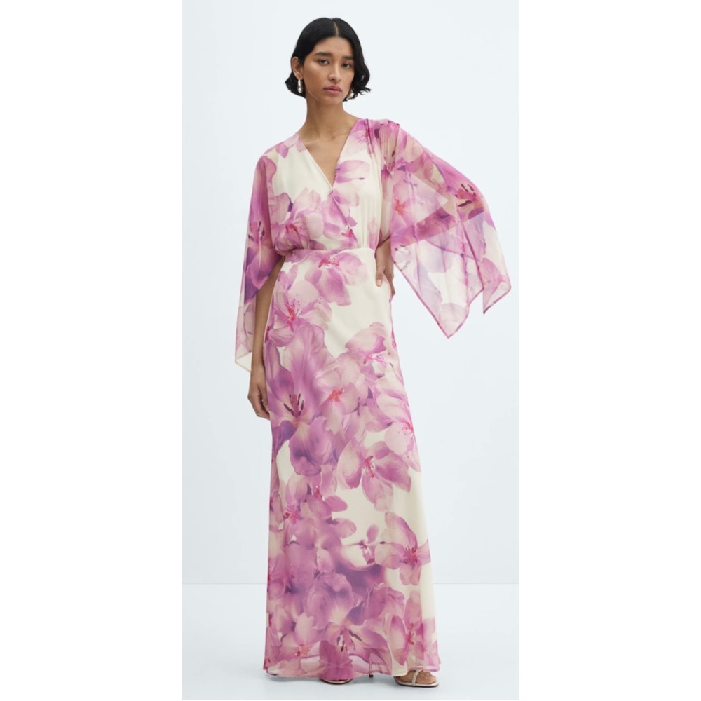NWT Floral Wrap V Neckline Maxi Dress